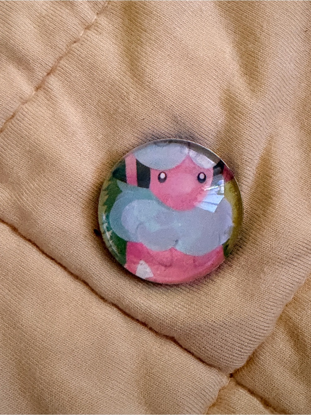 Pokemon Pink & White Fluff Button Badge